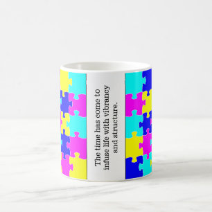 Caneca De Café Palavras Motivacionais e Peças de Quebra-cabeça de