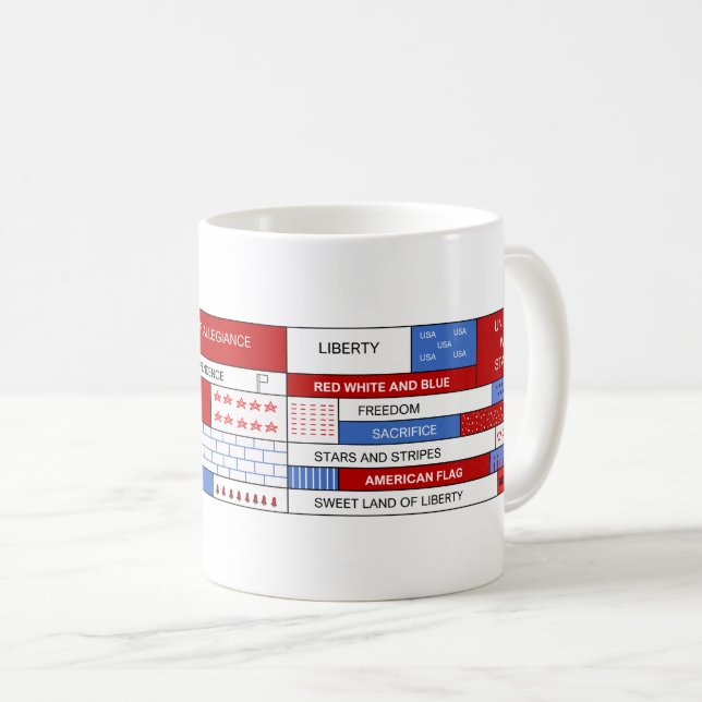 Caneca De Café Palavras patrióticas dos EUA (Frente Esquerda)