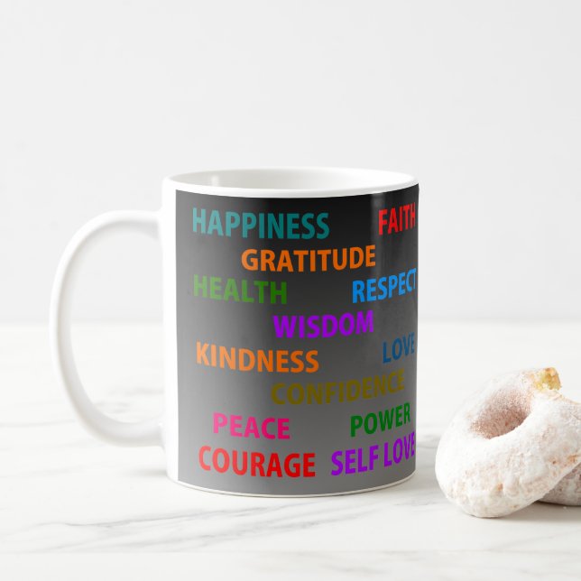 Caneca De Café Palavras positivas (Com Donut)