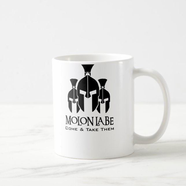Caneca De Café Palavras triplas da ameaça de MOLON LABE (Direita)