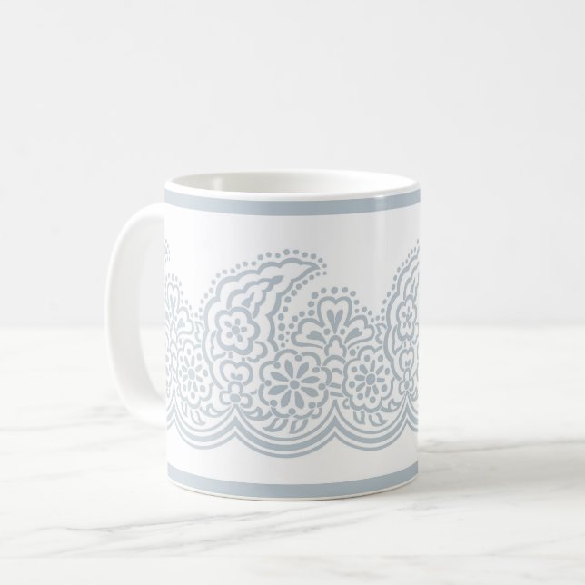 Caneca De Café Pale Blue Paisley Coffee Mug (Frente Esquerda)