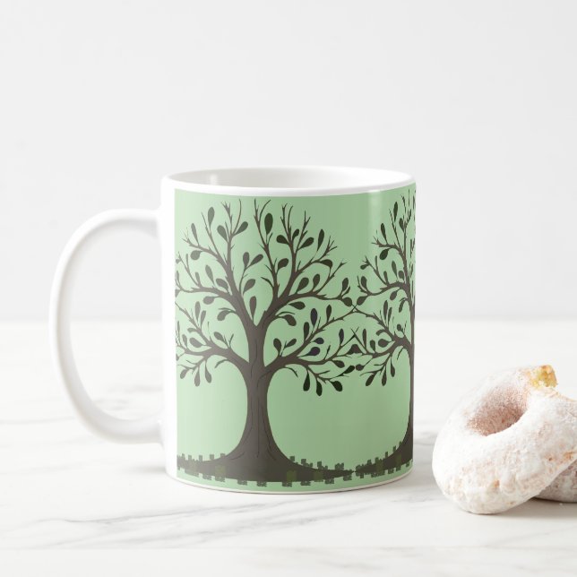 Caneca De Café 🌳 Pale Green Tree of Life Coffee Mug (Com Donut)