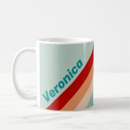 Caneca De Café Pale Seaglass Stripes with Name