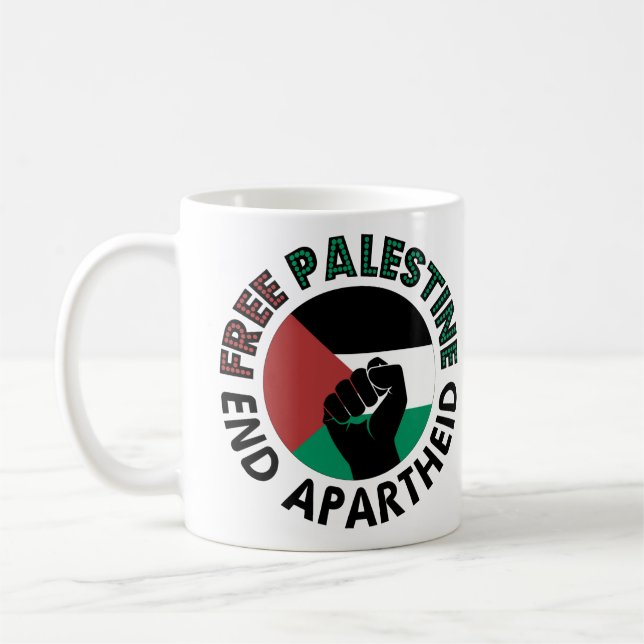 Caneca De Café Palestina Livre Termina Bandeira Apartheid Palesti (Esquerda)