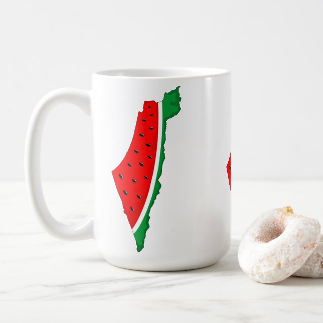 Caneca De Café Palestina - Mapa Watermelon - Símbolo da liberdade (Com Donut)