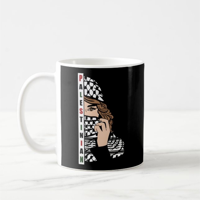 Caneca De Café Palestina: Moda Palestina com Kufeya Scarf (Esquerda)