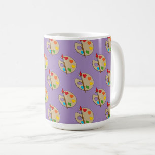 Caneca De Café Paleta de Artista com Pincel de Pintura