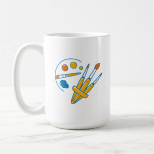 Caneca De Café Paleta de Tinta de Artista e Pincéis
