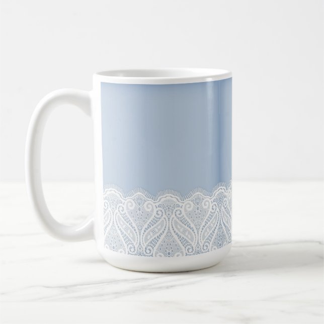 CANECA DE CAFÉ PALHA AZUL COM FRONTEIRA DE LAR BRANCO (Esquerda)