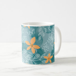Caneca De Café palha de laranja abstrato floral