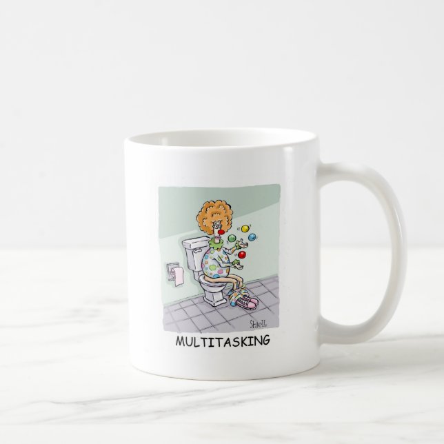 Caneca De Café Palhaço Engraçado de malabarismo em multitarefas (Direita)