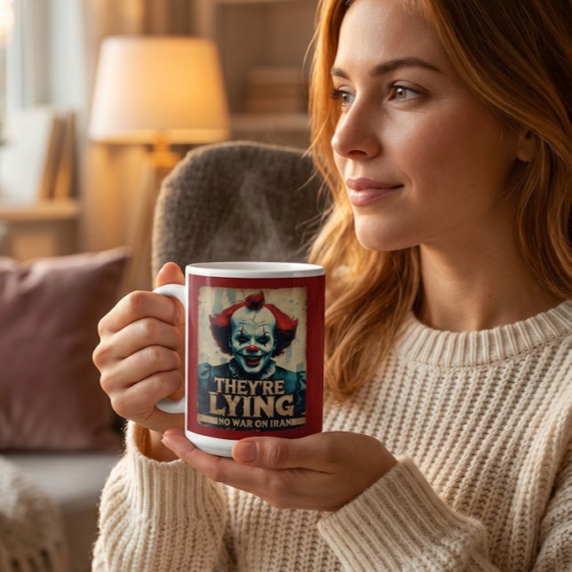 Caneca de Café Palhaço Irã Sem Guerra Notícias Fal (Criador carregado)