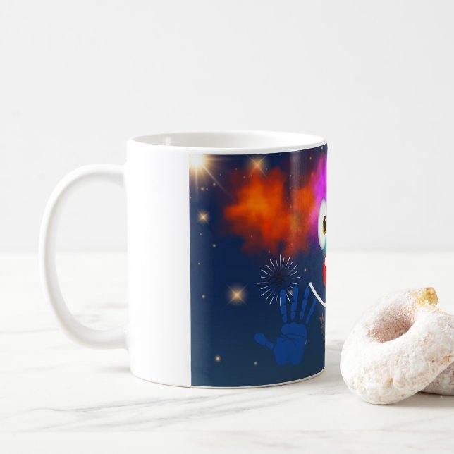 Caneca De Café Palhaço, noite e céu (Com Donut)