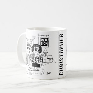 Caneca De Café Palhaço Triste Fora de um Pub Esperando por Feliz