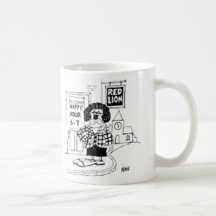 Caneca De Café Palhaço Triste Fora de um Pub Esperando por Feliz