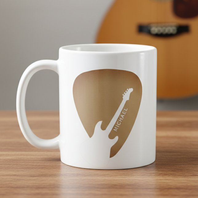 Caneca De Café Palheta de Guitarra Guitarrista Músico (Criador carregado)