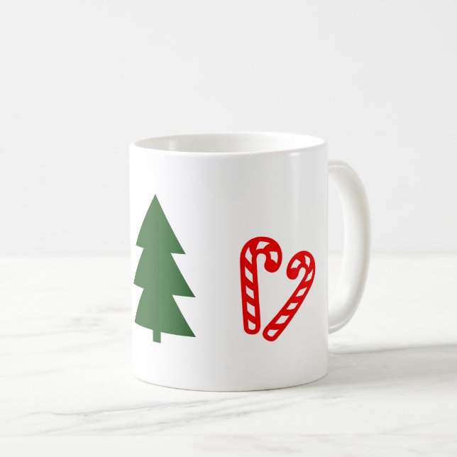 Caneca De Café Palitos de Natal de árvore verde (Frente Esquerda)