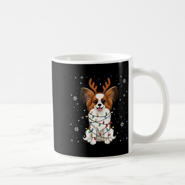 Caneca De Café Pallon Dog Christmas Lights Reindeer Funny Xmas Do (Direita)