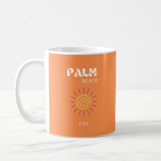 Caneca De Café Palm Beach, Viagem Art, Preppy, Orange (Esquerda)