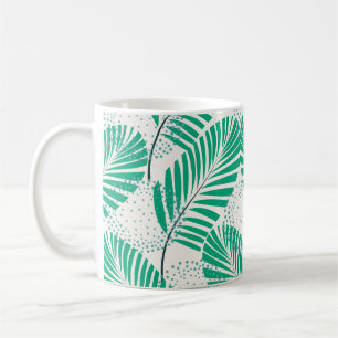 Caneca De Café Palm Leaf Floral: White Vintage