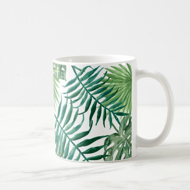 Caneca De Café palm leafs mug aquarell tumblr (Direita)