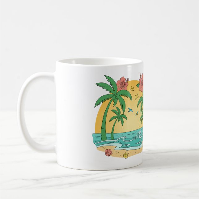 Caneca De Café Palm Paradise Tropical Beach Mug (Esquerda)
