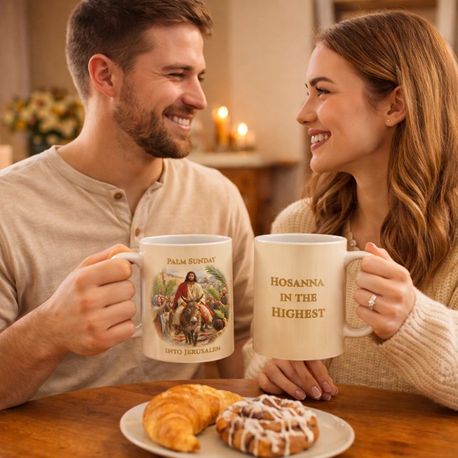 Caneca De Café Palm Sunday Jesus Entry into Jerusalem Christian (Criador carregado)