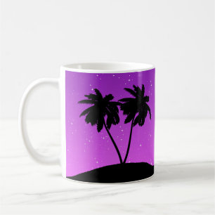 Caneca De Café Palm Tree Silhoule Contra Roxo
