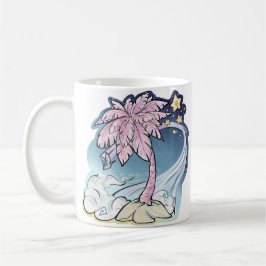 Caneca De Café Palma Rosa e Pássaro Azul