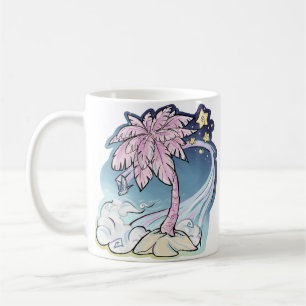 Caneca De Café Palma Rosa e Pássaro Azul