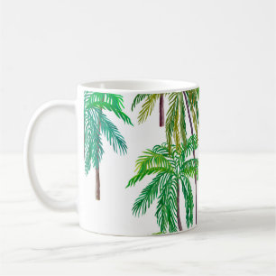 Caneca De Café Palmas acrílicas: Textura têxtil de verão.