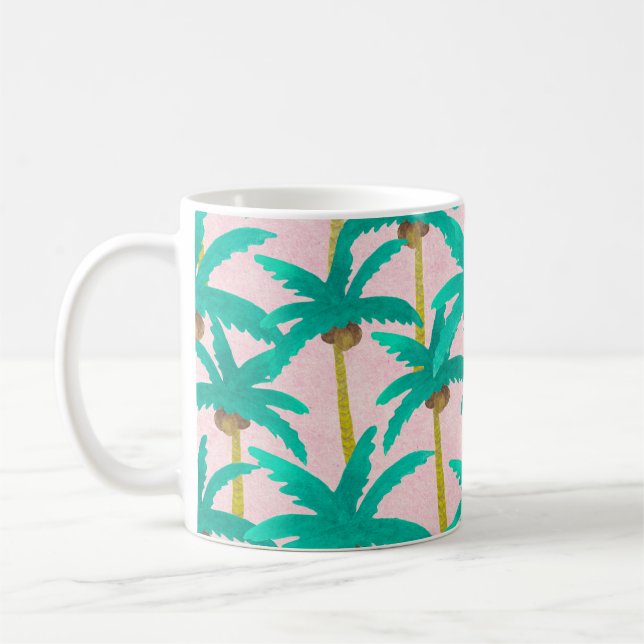 Caneca De Café Palmas Tropicais: Padrão de Verão de Aquarela (Esquerda)