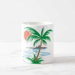 Caneca De Café Palmeira à Beira do Rio | Arte de Pôr do Sol Tropi