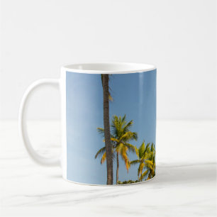 Caneca De Café Palmeira de coco verde perto do campo de grama ver