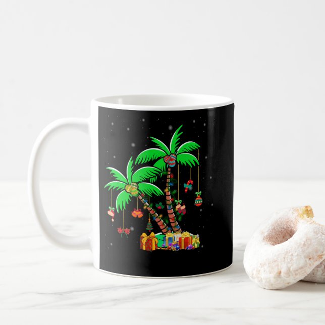 Caneca De Café Palmeira de Natal - Luzes tropicais de coco de Nat (Com Donut)