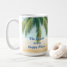 Caneca De Café Palmeira em um dia ensolarado na praia