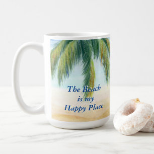 Caneca De Café Palmeira em um dia ensolarado na praia