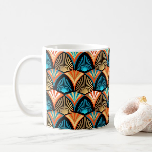 Caneca De Café Palmeira geométrica deixa padrão de ouro na Arte D (Com Donut)