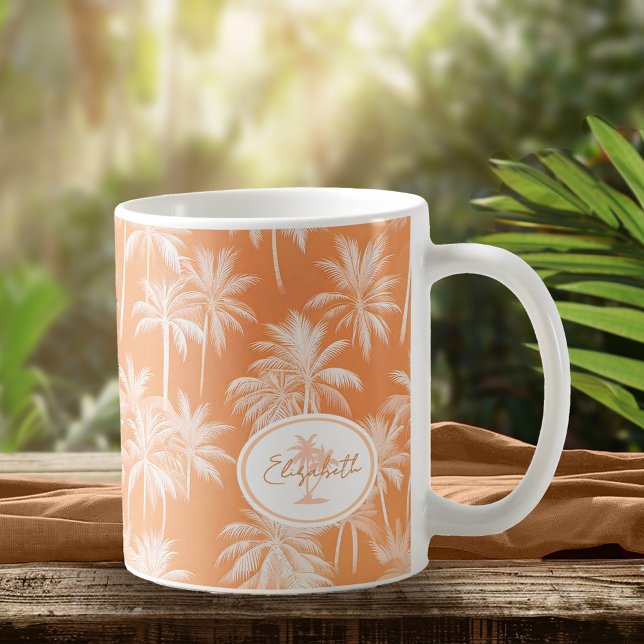 Caneca De Café Palmeira havaiana Silhouette Padrão Tacao ID1093 (Criador carregado)
