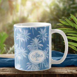 Caneca De Café Palmeira havaiana Silhouette Standard Blue ID1093