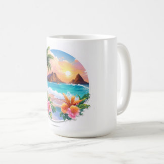 Caneca De Café Palmeira Majestosa e Sunset em Mug