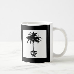 Caneca De Café Palmeira Potted - preto e branco