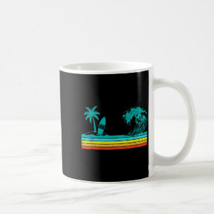 Caneca De Café Palmeira Retro Tropical Havaiano Praia Surfboard