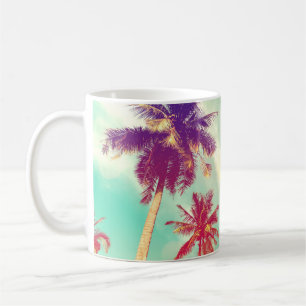 Caneca De Café Palmeira tropical com luz solar colorido de boque 