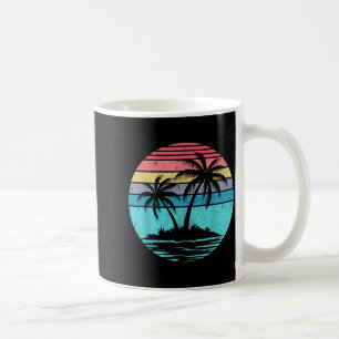Caneca De Café Palmeira Vintage Pôr do Sol Retrô Praia Vibrações