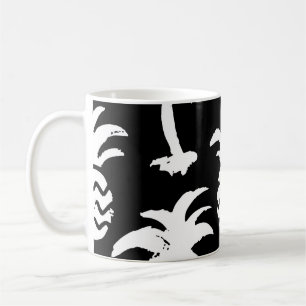 Caneca De Café Palmeiras, abacaxi, padrão monocromático.