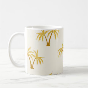 Caneca De Café Palmeiras Douradas: Têxtil Tropical.