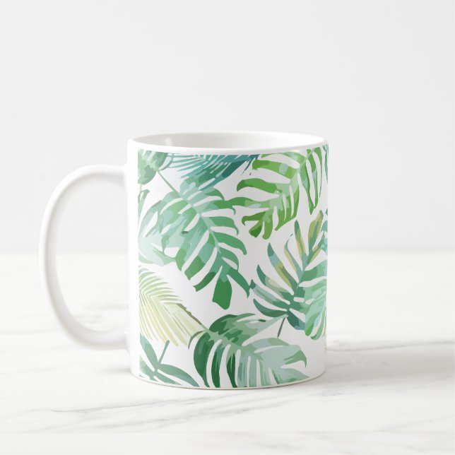Caneca De Café Palmeiras Em Praia Tropical (Esquerda)