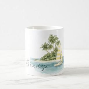 Caneca De Café Palmeiras Ilha do Paraíso Barco