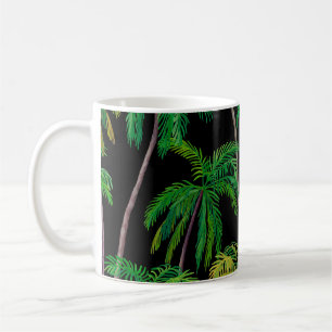 Caneca De Café Palmeiras: Padrão Acrílico De Verão.